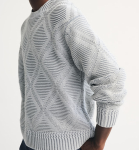 Suéter de Punto Geométrico Gris para Hombre, Manga Larga, Corte Regular, para Otoño - Product Image 3
