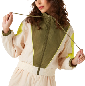 Chaqueta Corta de Nailon Ligero con Efecto Arrugado, Estilo Urbano, Paneles de Neón, Cuello Alto y Cremallera, Tipo Windrunner - Product Image 4