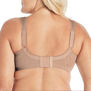 Soutien-gorge de sport sans couture pour femme grande taille, col en V, avec logo frontal, maintien élevé, bretelles réglables, beige, pour la course - Product Image 4