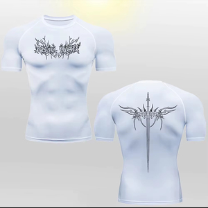 <b>Men</b> Short Sleeve <b>Compression</b> T <b>Shirt</b> Anime Printed Boxing Rash guard Quick Dry Gym Fitness Tight To Stylish UV Sun Protection - Product Image 6