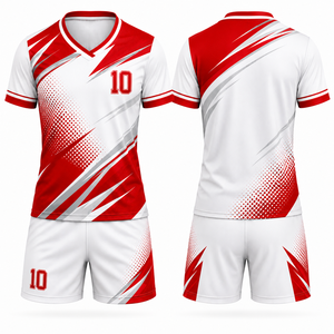 Ensemble d'uniformes de football personnalisés sublimés unisexe bleu et blanc, maillot et short de football pour équipe, taille élastique, polyester/coton respirant - Product Image 4
