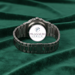 นาฬิกาข้อมือ Pragalbh Jewels หรูหรา ประดับเพชรแบบ Iced Out Pave Setting ระบบควอตซ์ สายสแตนเลส สำหรับผู้ชายและผู้หญิง - Product Image 4