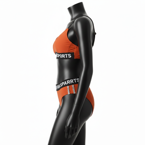 Traje de Baño Premium para Mujer en Nylon y Spandex Naranja con Paneles Laterales y Logotipo Personalizado por Transferencia Térmica - Product Image 3
