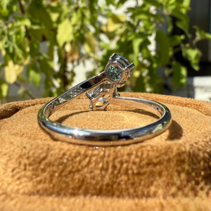 Elegant Toi et Moi <b>Ring</b> with Blue and Clear Stones Lab-grown Diamonds, Minimal Open Band Design Perfect for Daily Wear For Women - Product Image 4