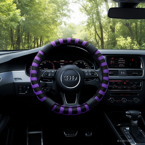 Housse de volant de voiture en maille noire et violette 37-39 cm - Product Image 3