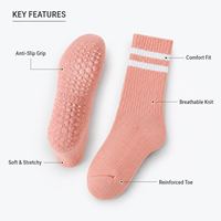 Chaussettes de Pilates personnalisées respirantes et extensibles en coton pour le yoga, la barre, le reformer, l'entraînement en studio, pour femmes, OEM, marque privée