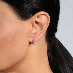 Pendientes de Aro de Oro Rosa Sólido de 18k con Zafiro Rosa Natural de Corte Brillante Graduado de 0.47ct para Uso Diario - Product Image 2