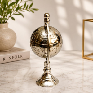 Handcrafted Brass <b>Globe</b> <b>Desk</b> Decor with Stand Vintage World Map Tabletop Ornament Luxury Office Study Room Display Travel - Product Image 3