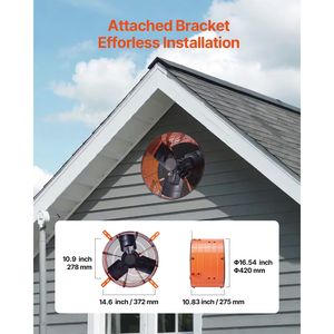 Ventilatore da Soffitta a Montaggio a Gable da 16 Pollici con Termostato Regolabile e Griglia Esterna, 2940 CFM, Capacità di Raffreddamento 420 - Product Image 3