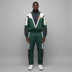 Nuevo Chándal Deportivo para Hombre, Corte Regular, Diseño Color Block, Estampado Vintage, Cierre Completo, Cuello Alto, 100% Poliéster Transpirable - Product Image 1