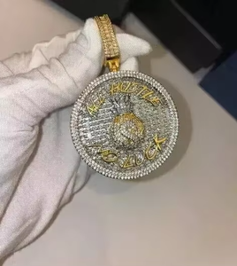 จี้เพชรโมอิสซาไนต์ทรงกลมรูปถุงเงินประดับเพชรสองสี จี้เงินแท้ 925 สไตล์ฮิปฮอป จี้ตัวอักษร - Product Image 6