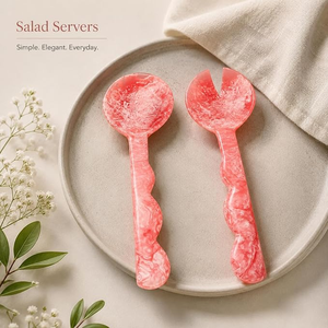 FAIZA CRAFT Ensemble d'ustensiles de service pour salade en résine brillante faits à la main, pour la maison et la cuisine, écologiques, compatibles lave-vaisselle et micro-ondes, style américain - Product Image 5