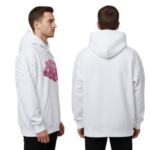 Sweat-shirt à capuche personnalisé avec impression en relief et strass pour homme, sweat-shirt oversize uni de haute qualité, streetwear, sweat-shirts à capuche avec impression en relief et strass - Product Image 4
