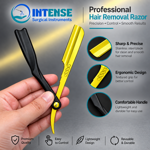 Professional <b>Straight</b> Edge Barber <b>Razor</b> with Replaceable Blades Stainless Steel Manual Shaving Tool for Salon Barber Shop - Product Image 4