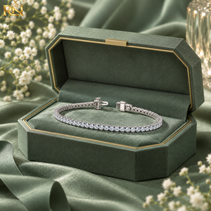 Pulsera de tenis de una hilera con diamantes cultivados en laboratorio de corte brillante, color DEF, tipo Eternity Link |   Pulsera de Lujo de Oro Sólido de 9K, 14K y 18K - Product Image 4