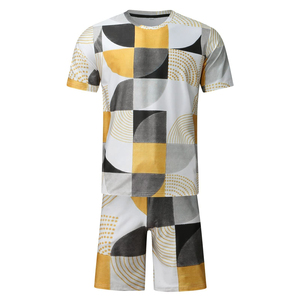 Ensemble d'été imprimé pour homme, style streetwear, 2 pièces, t-shirts à manches courtes et shorts, prix de gros - Product Image 1