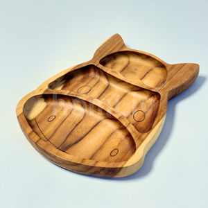 Assiette pour enfants en teck naturel écologique OEM, durable, sans peinture ni vernis, halal, personnalisée, plateau pour animaux pour enfants - Product Image 3