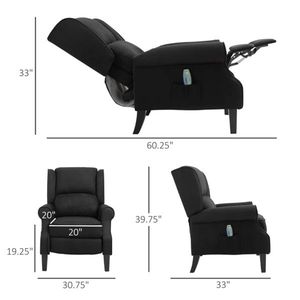 Poltrona Reclinabile Elettrica in Pelle Nera con Massaggio, Vibrazione e Calore, Schienale Estensibile, Design Moderno Wingback - Product Image 2