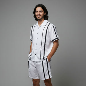 Conjunto Deportivo de Verano para Hombre, Hecho a Medida, Dos Piezas, Chaqueta Cortavientos 100% Algodón, Camiseta Estampada y Pantalones Cortos - Product Image 2