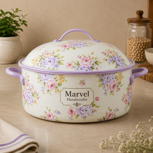 Casserole isotherme en acier inoxydable Marvel Handicrafts Pastel Floral avec récipient intérieur en acier inoxydable pour garder les aliments au chaud et servir - Product Image 1