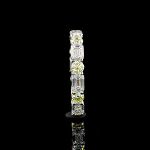 Vivid Lab Grown Diamond <b>Emerald</b> Round Cut Rhodium Plated Trendy Wedding <b>Band</b> <b>Ring</b> in 10K-18K Gold & 925/935 Silver - Product Image 4