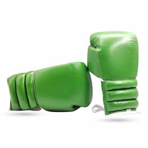 Guantes de Boxeo para Artes Marciales con Cierre de Gancho y Bucle, para Entrenamiento de Sanda en Casa, de Cuero Verde Impermeable, para Saco de Boxeo, Marca Personalizada - Product Image 3