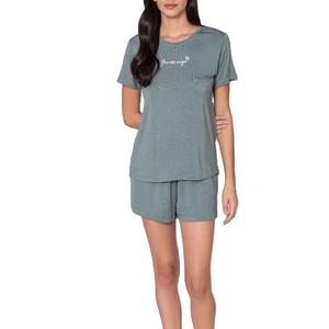 100% Cotton Double <b>Layer</b> Breathable <b>Top</b> And Matching Travel Friendly Shorts Best Price Women Summer Set - Product Image 1