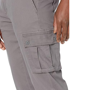 Men's Gray <b>Stretch</b> <b>Cargo</b> Pants Utility Trousers With Side Storage Pockets For Casual Outdoor And Work Activities - Product Image 4