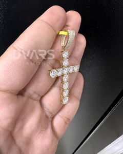 จี้รูปกางเขนประดับเพชรโมอิสซาไนต์ สำหรับชาวคริสต์ เงินแท้ 925 ชุบโรเดียมอย่างดี ประดับเพชรแบบพาเว่ ได้รับการรับรองจาก GCI และ IDGL เหมาะสำหรับเป็นของขวัญ - Product Image 5