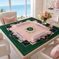 Tapis de Mahjong Pliable en Néoprène Vert Rose Art Déco de Luxe 33 Pouces, Tapis de Jeu de Poker Antidérapant Personnalisé au Design Original, Ensemble OEM