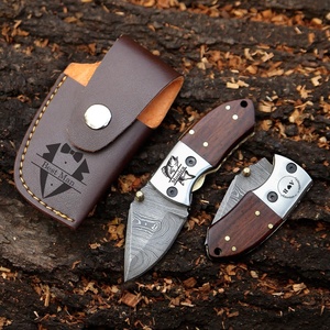 Custom Handmade Pocket Field Companion Folding Knife Outdoor Camping EDC Premium Hunting Folding <b>Tool</b> with <b>Leather</b> Case USA EU - Product Image 4