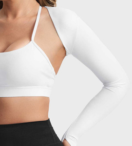 Top de punto elástico casual para mujer, de manga larga, hombros descubiertos, ajustado, para capas, de poliéster y elastano, al por mayor - Product Image 6