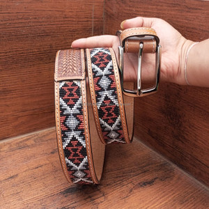 Hot Sale Personalized Customized Heavy Duty Western Hand <b>Tooled</b> Full Grain Beaded <b>Belt</b> Removable Buckle Men Women Girl Boy <b>Belt</b> - Product Image 2