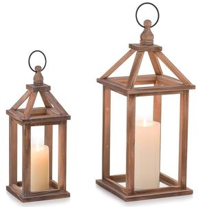 Lanterne en bois vintage rustique avec finition naturelle, lanternes à bougies en bois pour l'extérieur, la maison et le jardin, faites à la main et personnalisées - Product Image 6