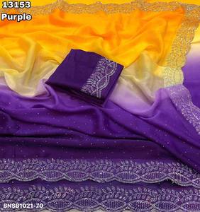 Excellent Quality Amazing Color Star Georgette with Padding With Siroski Work <b>Saree</b>-<b>Blouse</b> Collection Online Shopping India - Product Image 4