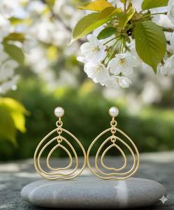 Pendientes de Plata de Ley 925 con Baño de Oro de 14K, Forma de Corazón, con Perla Colgante, Minimalistas, Elegantes, Regalo para Damas de Honor - Product Image 4