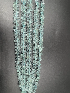 Perles de pierre à facettes aigue-marine naturelle AAA 5*7mm forme de gouttes brin de 8 pouces pour la fabrication de bijoux - Product Image 3