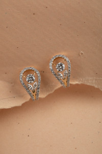 Round Marquise Diamond Bali <b>Hoop</b> <b>Earrings</b> in <b>14K</b> Yellow <b>Gold</b> Elegant Fine Jewelry for Women Stylish Everyday Statement Gift 1 22 - Product Image 2
