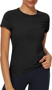 <b>Women's</b> black Short Sleeve <b>V</b>-<b>neck</b> Regular Fit <b>T</b>-<b>Shirt</b> Solid Color Casual Style 100% Cotton Breathable Canvas Jersey Eco-Friendly - Product Image 2