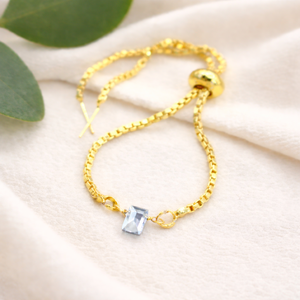 Crystal Quartz <b>Adjustable</b> Slider <b>Bracelet</b> 6x4mm Clear Gemstone Minimal Dainty Handmade Charm Jewelry Gift Women - Product Image 1