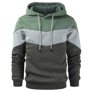 Sweat-shirt à capuche pour homme, coupe classique, tricoté, décontracté, pour l'automne, avec poche, vert, gris, noir - Product Image 2