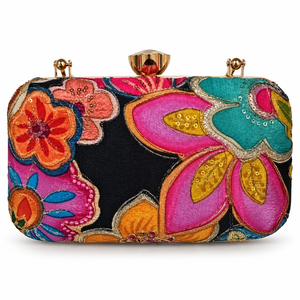 Floral Embroidered Metal Frame Clutch Bag Elegant Handheld Evening Purse Fashion Party <b>Wedding</b> <b>Handbag</b> - Product Image 5