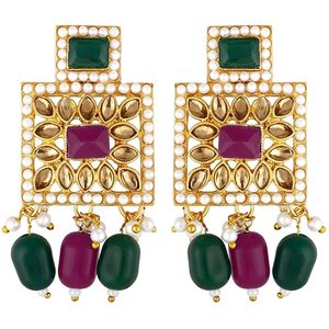 Pendientes de Cristal Geométricos Chapados en Oro de 22K, Conjunto de Joyería de Boda para Mujer, Collar y Pendientes con Incrustaciones de Perlas Étnicas - Product Image 6