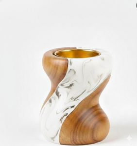 Quemador de Incienso Elegante con Incrustaciones de Resina y Madera Ecológica Hecho a Mano de Alta Calidad Contemporáneo para Eventos Religiosos y Ramadán - Product Image 1