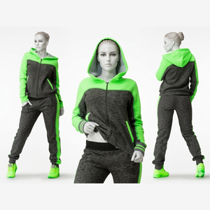 Conjunto Deportivo para Mujer, Sudadera con Capucha y Mangas Largas, Pantalones con Bloques de Color, Bolsillos Laterales, Ropa Deportiva Informal para Otoño - Product Image 1