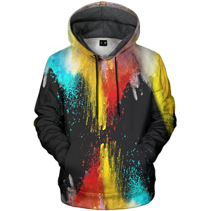 Sweat-shirt à capuche pour homme, imprimé éclaboussures de peinture 3D, streetwear décontracté, coupe classique, polyester tricoté, vêtement d'automne - Product Image 3