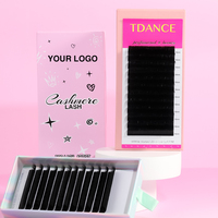 Extensions de cils en cachemire noir mat pour volume, faites à la main, véganes, sans cruauté, naturelles, longues, de haute qualité, emballage personnalisé