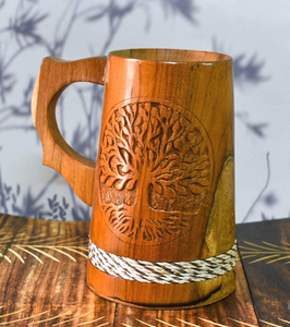 Handmade Burnt Wood <b>Beer</b> <b>Mug</b> with Straw Portable & Eco-Friendly for Men-Camping Travel & Outdoor Use - Product Image 3
