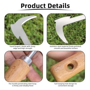 Outil de désherbage de jardin en bois d'acacia avec lame en acier inoxydable, vente en gros Moradabad - Product Image 3