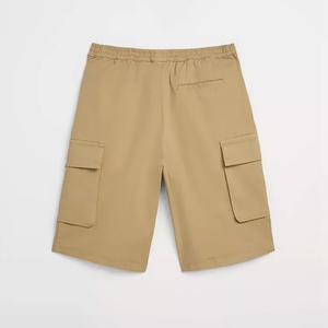 Men's Solid Color <b>Canvas</b> Cargo Shorts With Drawstring Waist And Side Pockets Casual Bermuda Style - Product Image 5